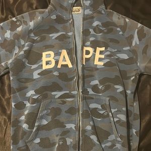Bape hoodie zip up graduation camo blue